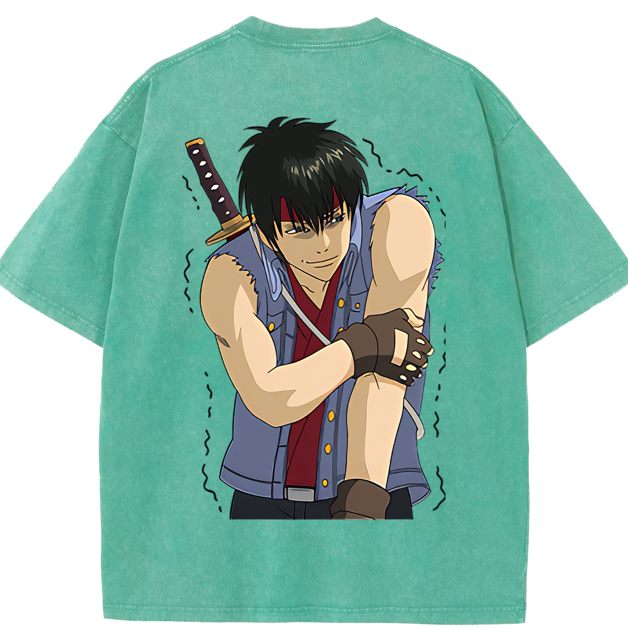 （画像用） ぎんたま 坂田銀時（さかたぎんとき） 神楽 志村新八（しむら しんぱち） GINTAMA Sakata Gintoki Kagura Shimura Shinpachi 綿100% ヴィンテージ風 半袖Tシャツ（背面プリント）